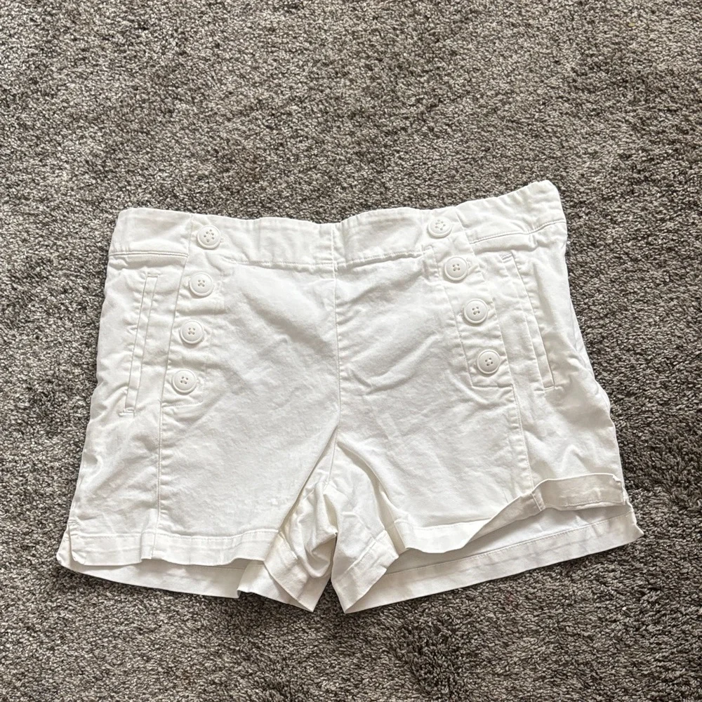 LOFT High Waist White Button Shorts - Picture 1 of 5